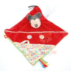  baby souris mickey carré plat rouge poche attache tétine 